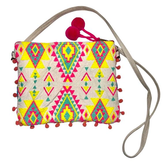 Katydid Boho Embroidered Crossbody Handbag Hippie 70s Retro Beaded - Picture 1 of 6